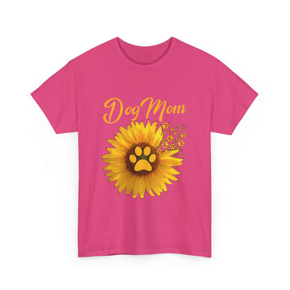 Dog Mom Sunflower Paw Cotton T-Shirt