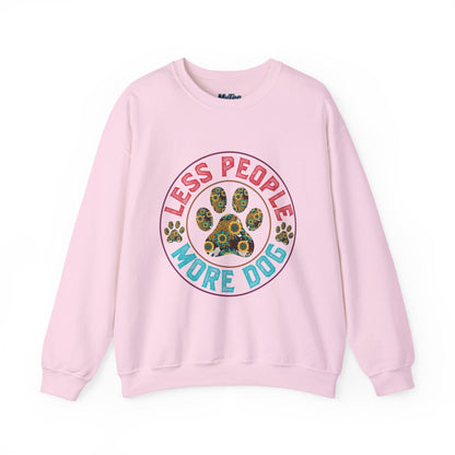 Less People More Dog Unisex Sweatshirt – Floral Paw Print Statement