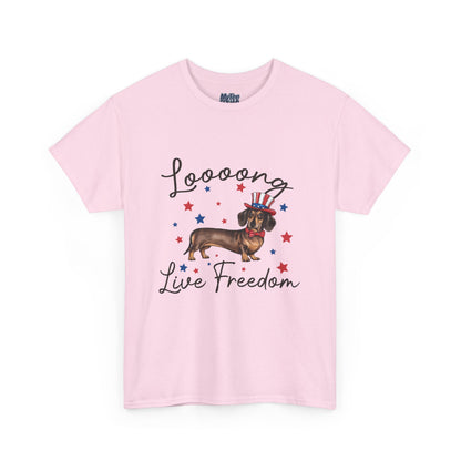 Patriotic Dachshund Loooong Live Freedom Unisex T-Shirt