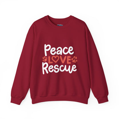 Peace Love Rescue Crewneck Sweatshirt | Pullover for Animal Lovers