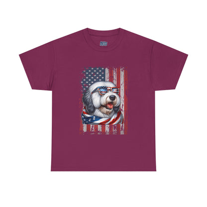 Patriotic Old English Sheepdog With Sunglasses Unisec T-Shirt