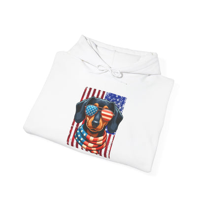 Patriotic Dachshund Dog Flag Shades Unisex Hoodie