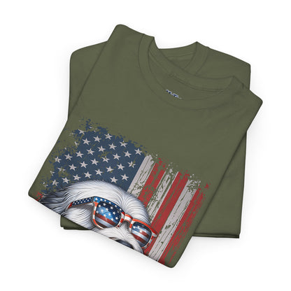 Patriotic Old English Sheepdog With Sunglasses Unisec T-Shirt