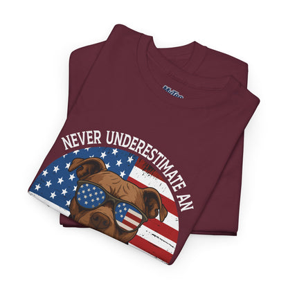 Never Underestimate An Old Man With A Pitbull T-Shirt | Gift For Dog Father