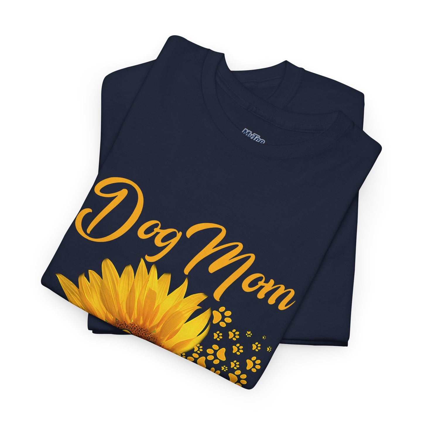 Dog Mom Sunflower Paw Cotton T-Shirt