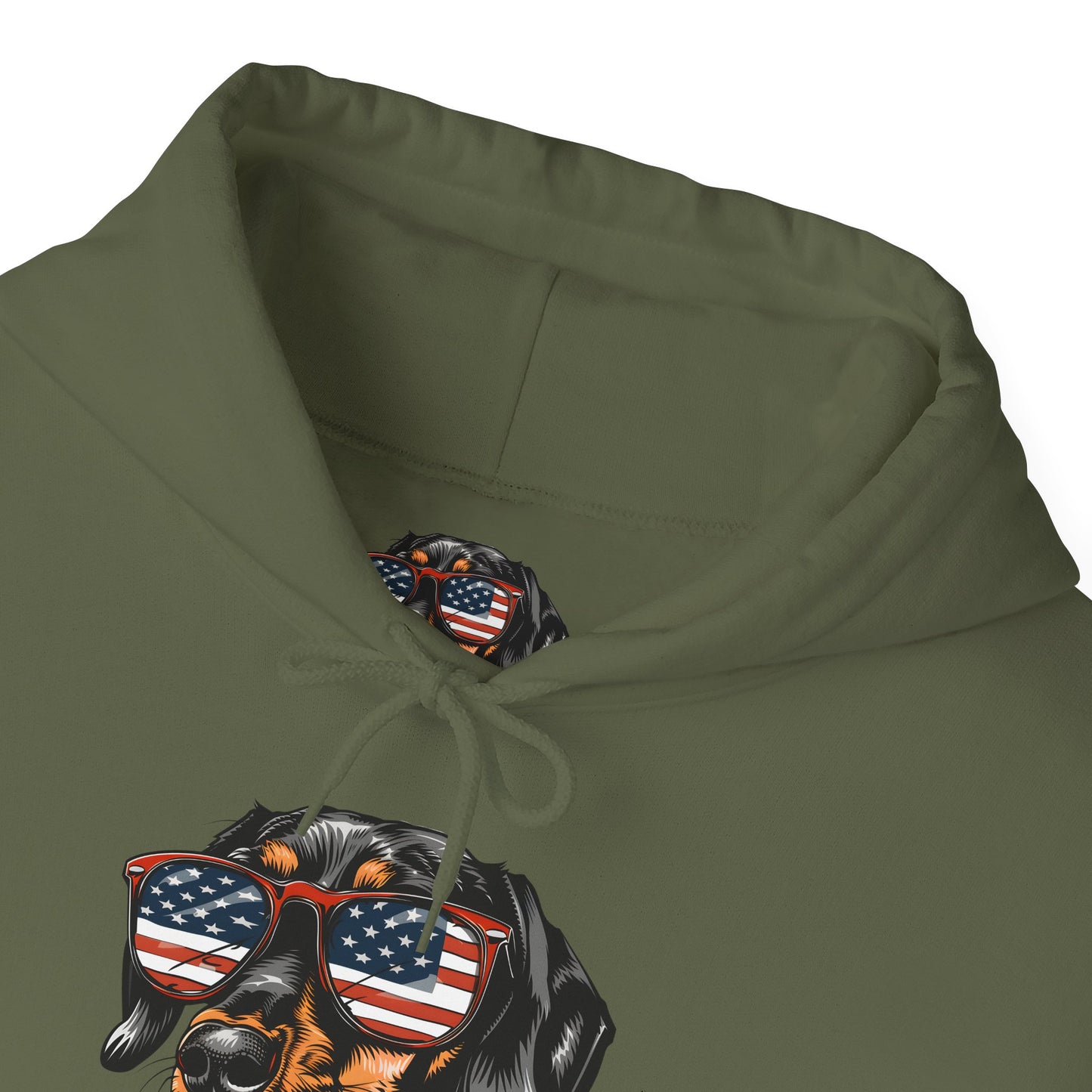 Patriotic Dachshund Dog Unisex Hoodie With Sunglasses