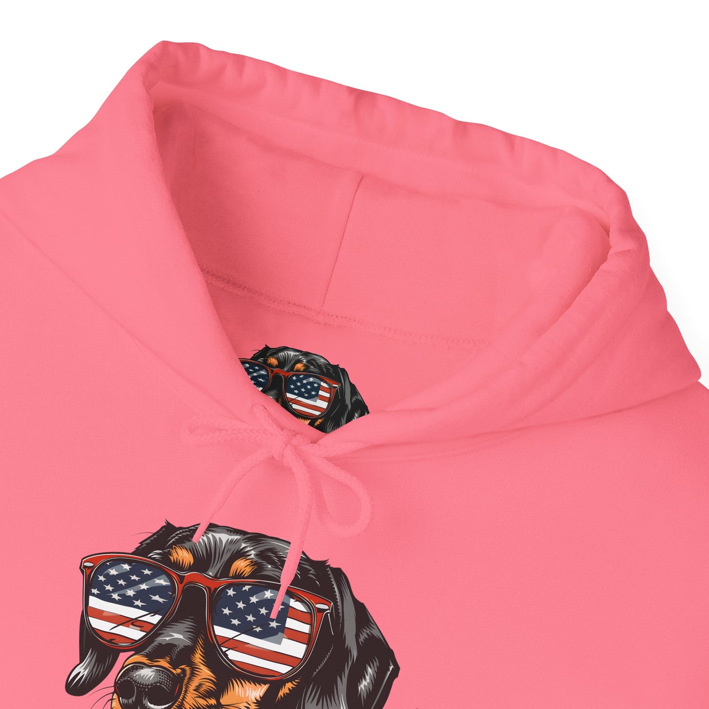 Patriotic Dachshund Dog Unisex Hoodie With Sunglasses