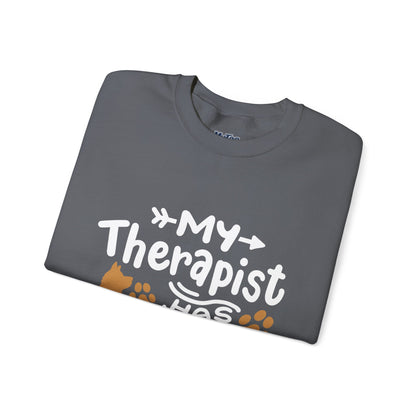 My Therapist Has Paws Unisex Sweatshirt | Cat & Dog Gifts, Animal Lover Apparel