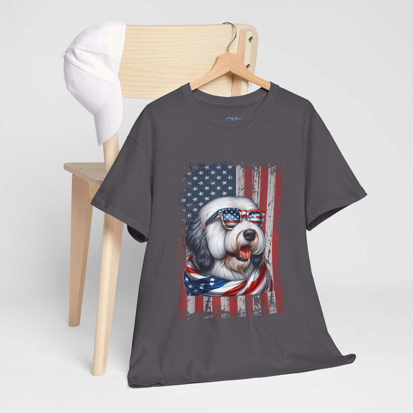 Patriotic Old English Sheepdog With Sunglasses Unisec T-Shirt
