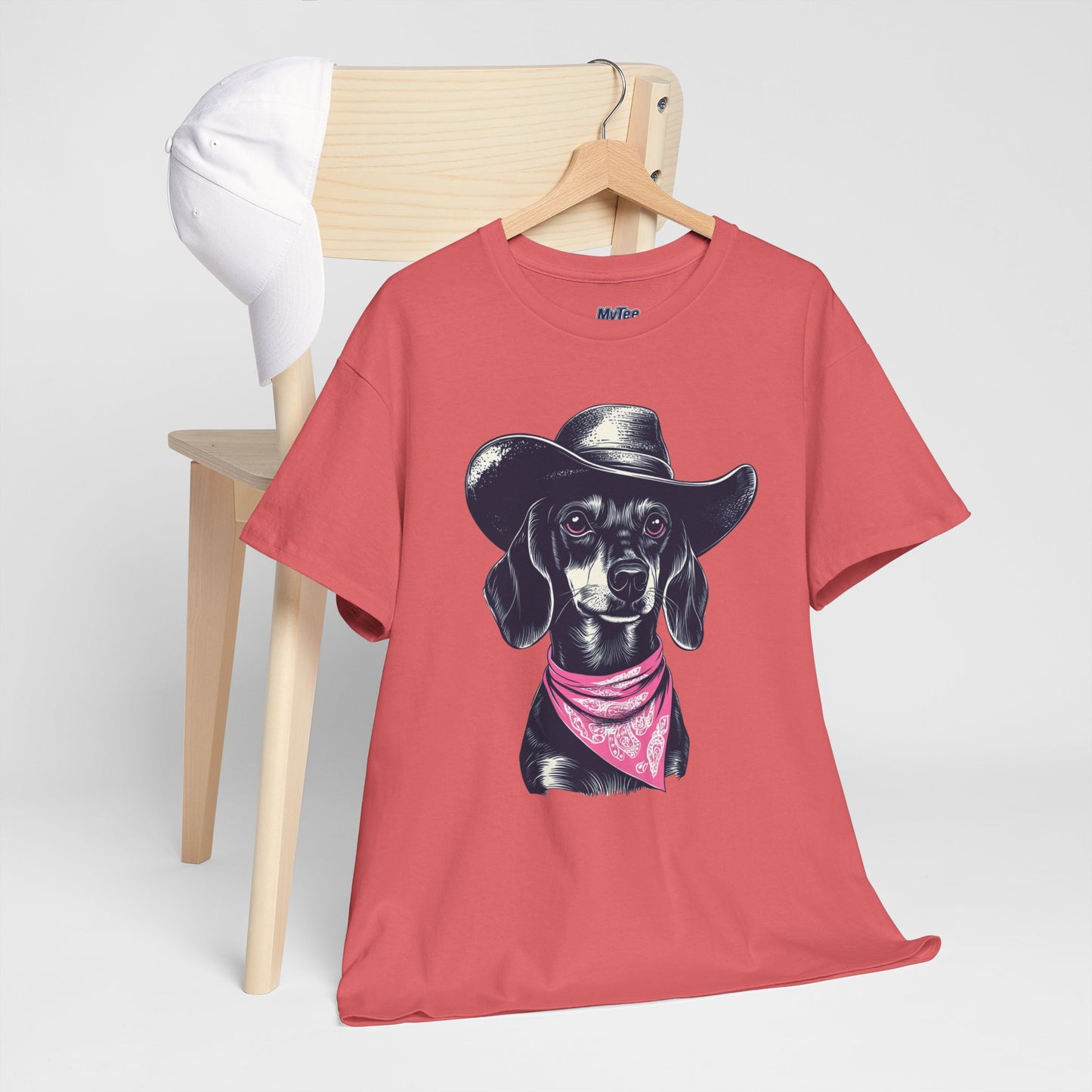 Dachshund Cowgirl Vibes T-Shirt – Pink Bandana Pup Shirt