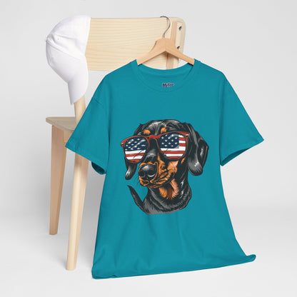 Patriotic Dachshund With Sunglasses Unisex T-Shirt