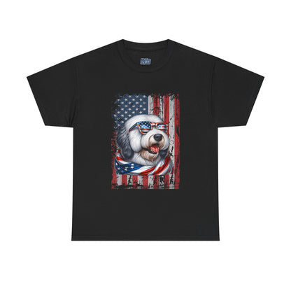 Patriotic Old English Sheepdog With Sunglasses Unisec T-Shirt