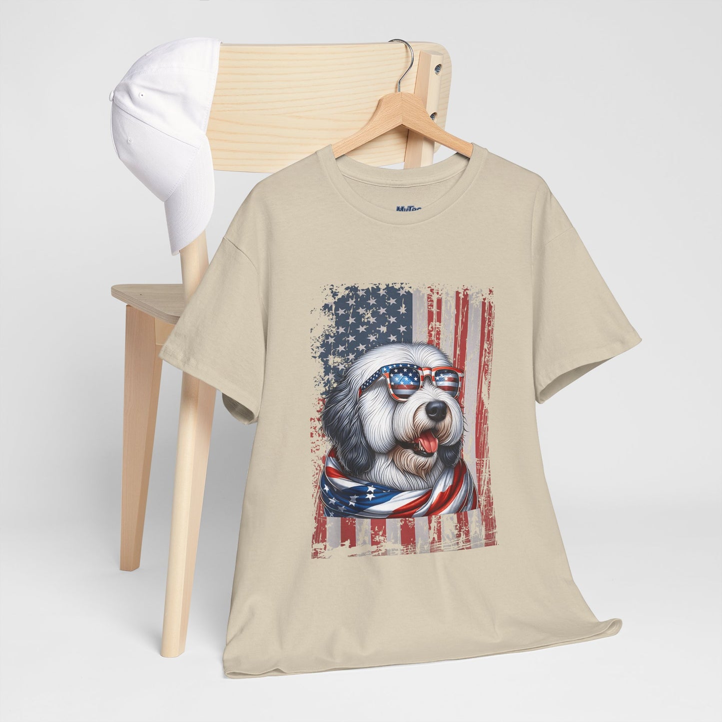 Patriotic Old English Sheepdog With Sunglasses Unisec T-Shirt