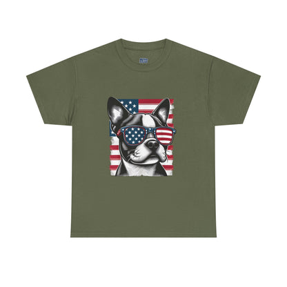 Patriotic Boston Terrier with Sunglasses Unisex T-Shirt