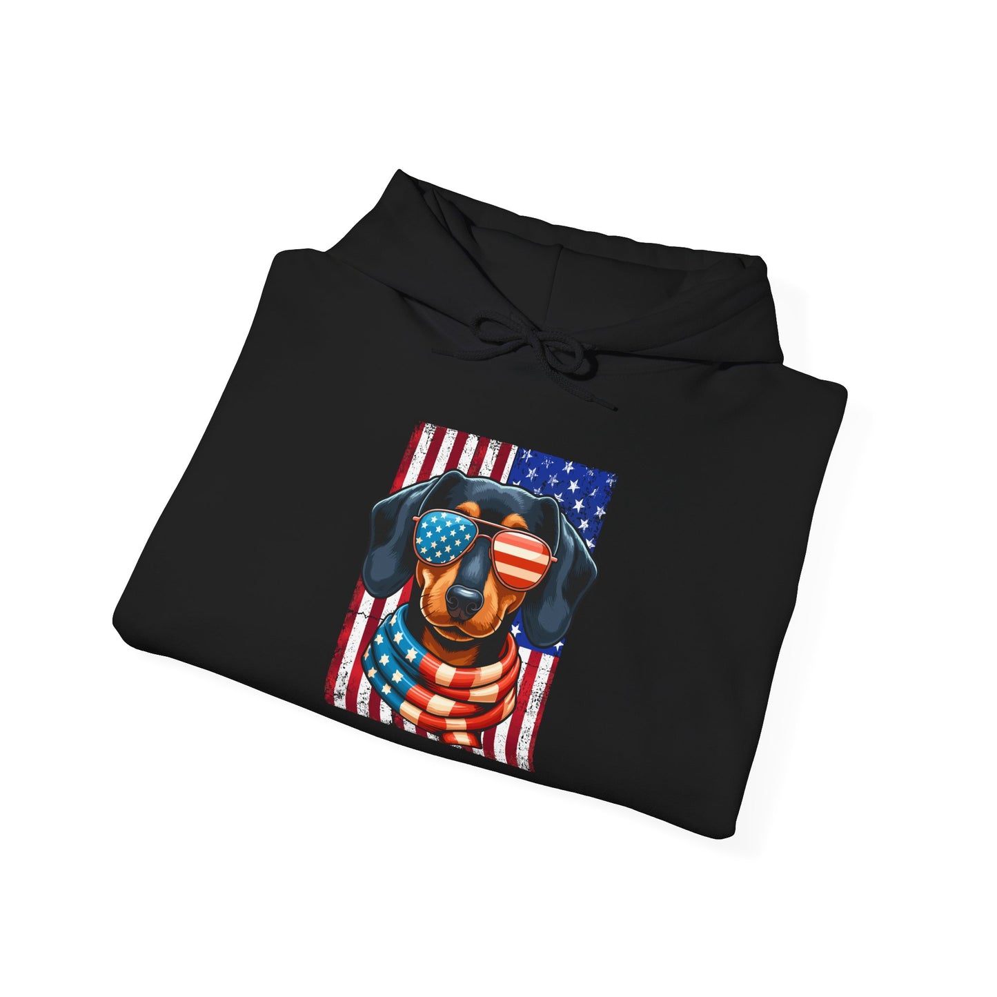 Patriotic Dachshund Dog Flag Shades Unisex Hoodie
