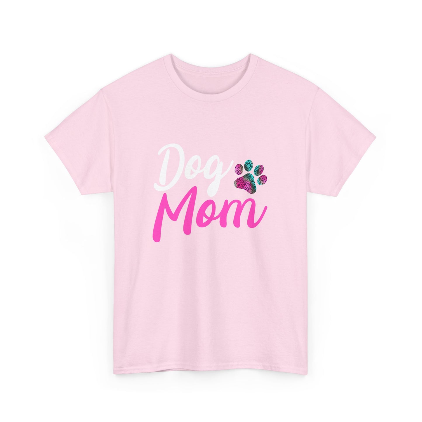 Dog Mom with a Colorful Paw Cotton T-Shirt