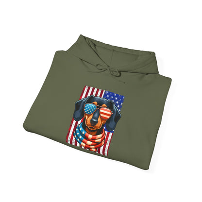 Patriotic Dachshund Dog Flag Shades Unisex Hoodie