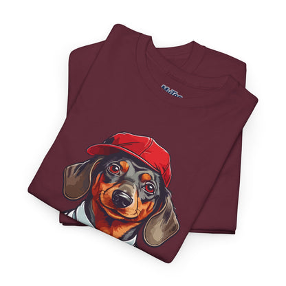 Dachshund Boss Unisex T-Shirt – Cool Pup in Cap & Tie