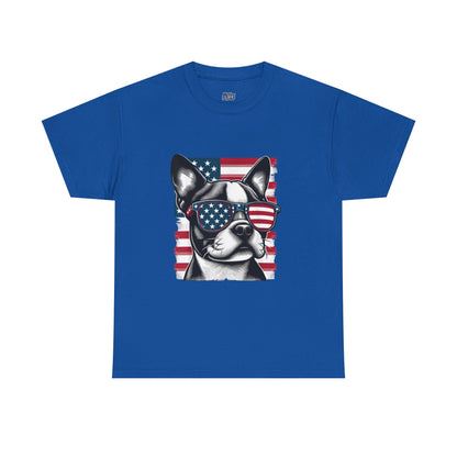 Patriotic Boston Terrier with Sunglasses Unisex T-Shirt