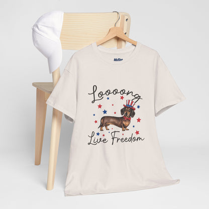Patriotic Dachshund Loooong Live Freedom Unisex T-Shirt