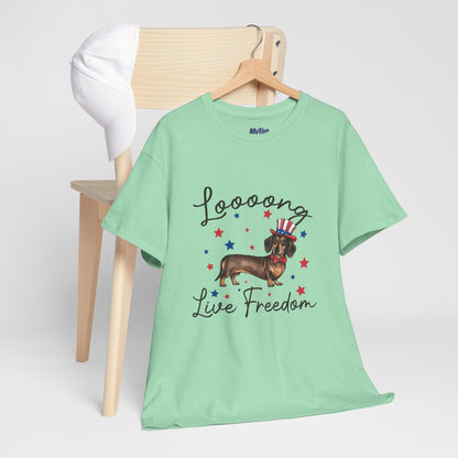 Patriotic Dachshund Loooong Live Freedom Unisex T-Shirt