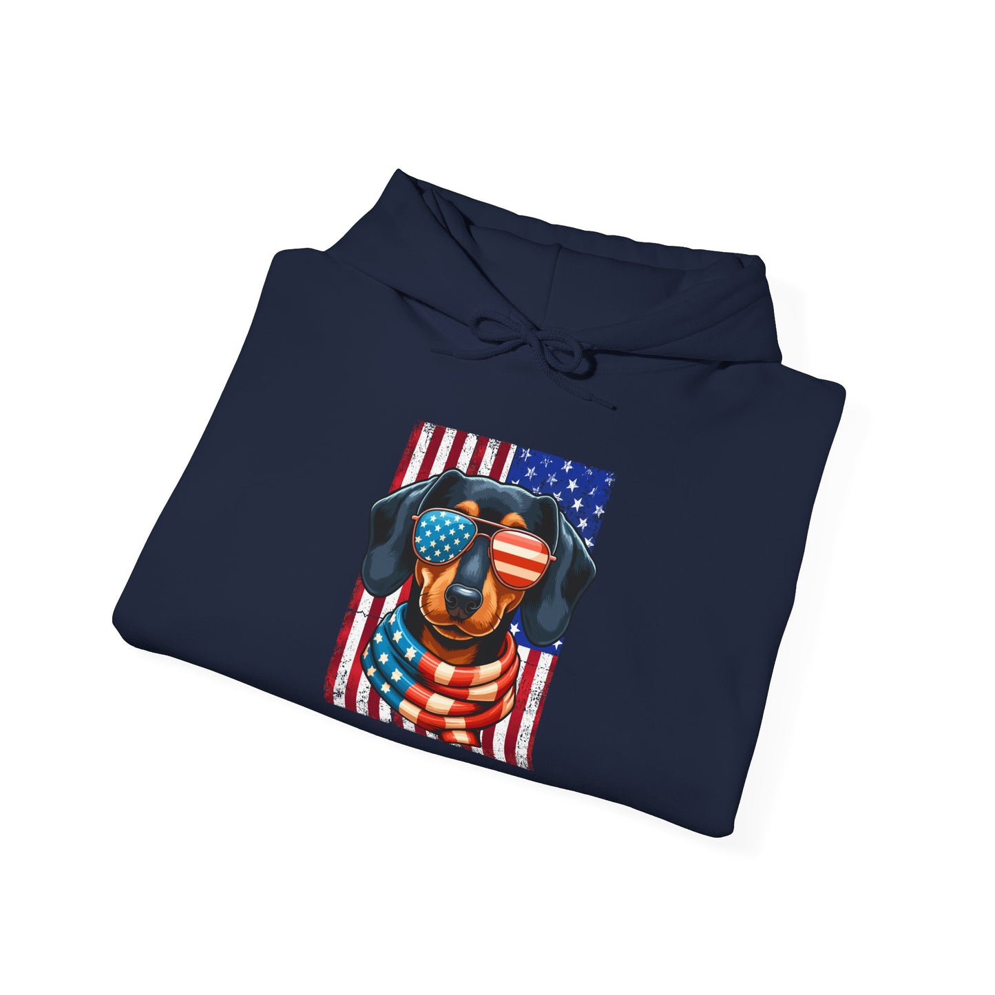Patriotic Dachshund Dog Flag Shades Unisex Hoodie
