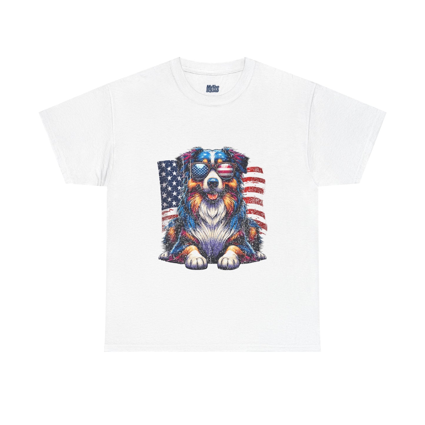 Patriotic Australian Shepherd With Sunglasses Unisex T-Shirt