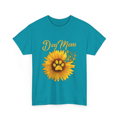Dog Mom Sunflower Paw Cotton T-Shirt