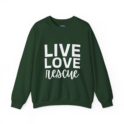Live Love Rescue Sweatshirt - Unisex Cozy Crewneck, Pet Lover Gift