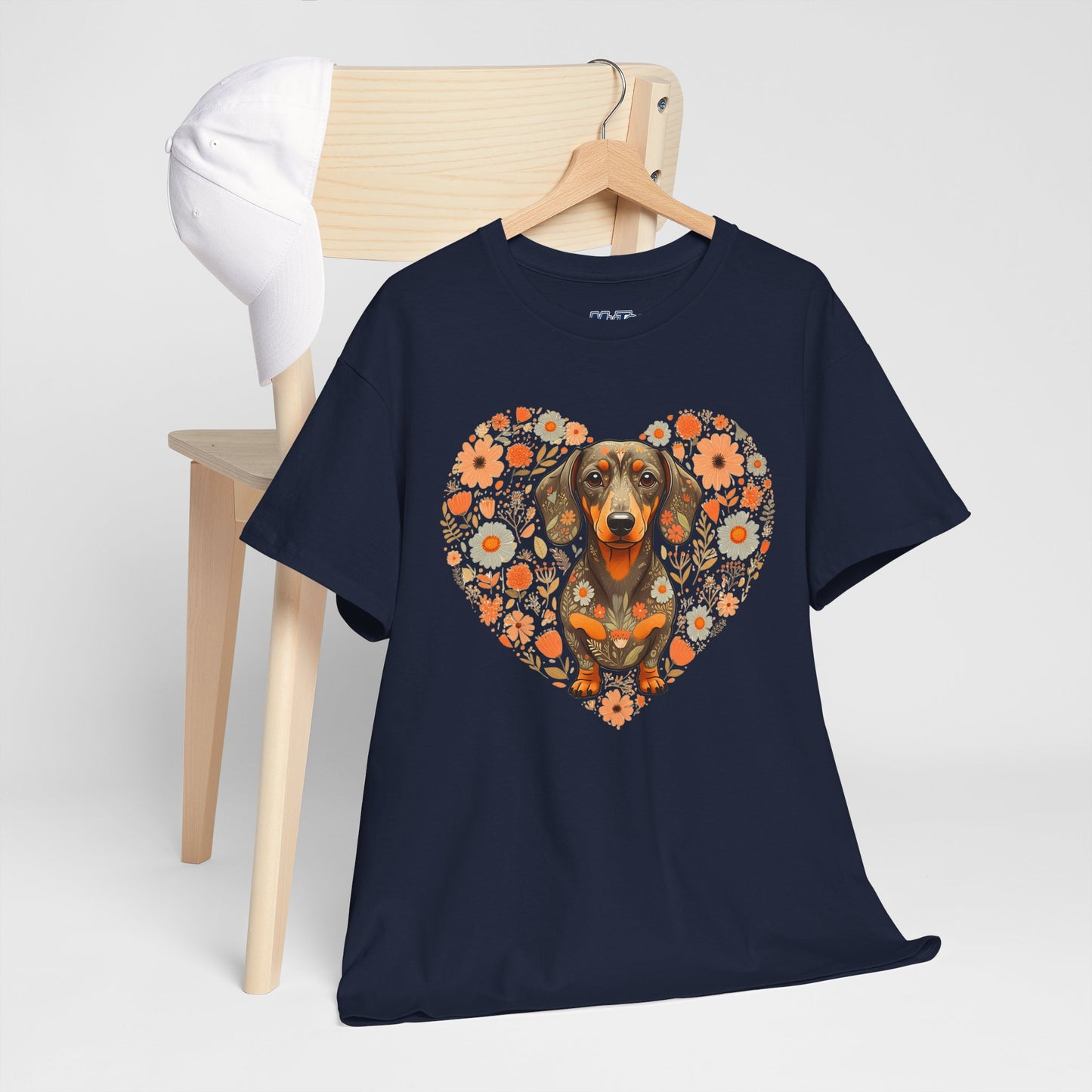 Dachshund Love Unisex T-Shirt – Adorable Floral Heart Dog Tee