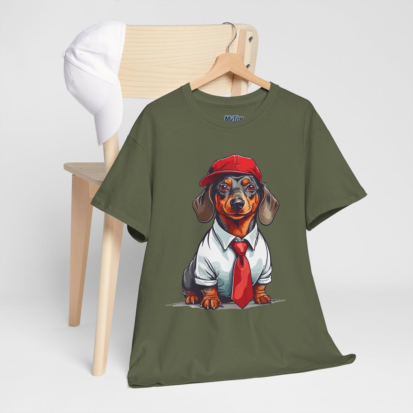 Dachshund Boss Unisex T-Shirt – Cool Pup in Cap & Tie
