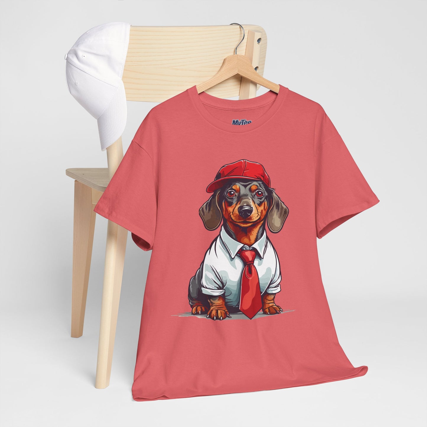 Dachshund Boss Unisex T-Shirt – Cool Pup in Cap & Tie