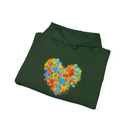 Colorful Heart Graphic Cozy Hoodie | Comfortable Winter Apparel