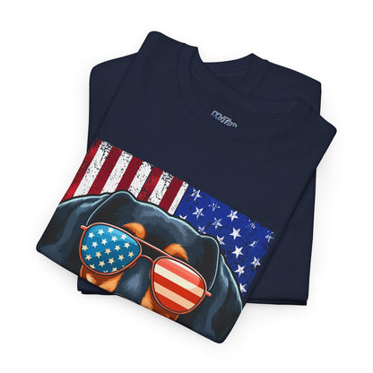 Patriotic Dachshund Dog Flag Shades Unisex T-Shirt