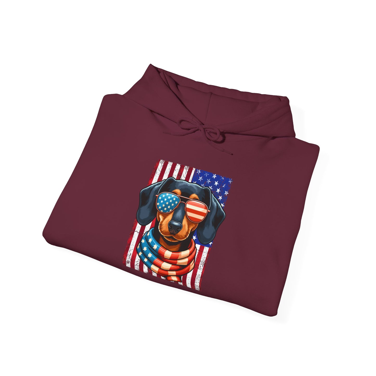 Patriotic Dachshund Dog Flag Shades Unisex Hoodie