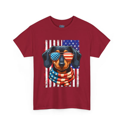 Patriotic Dachshund Dog Flag Shades Unisex T-Shirt