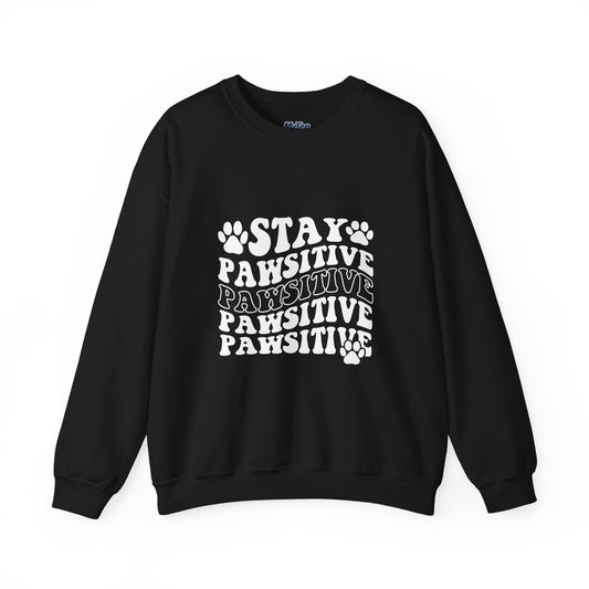 Stay Pawsitive Unisex Heavy Blend Crewneck Sweatshirt