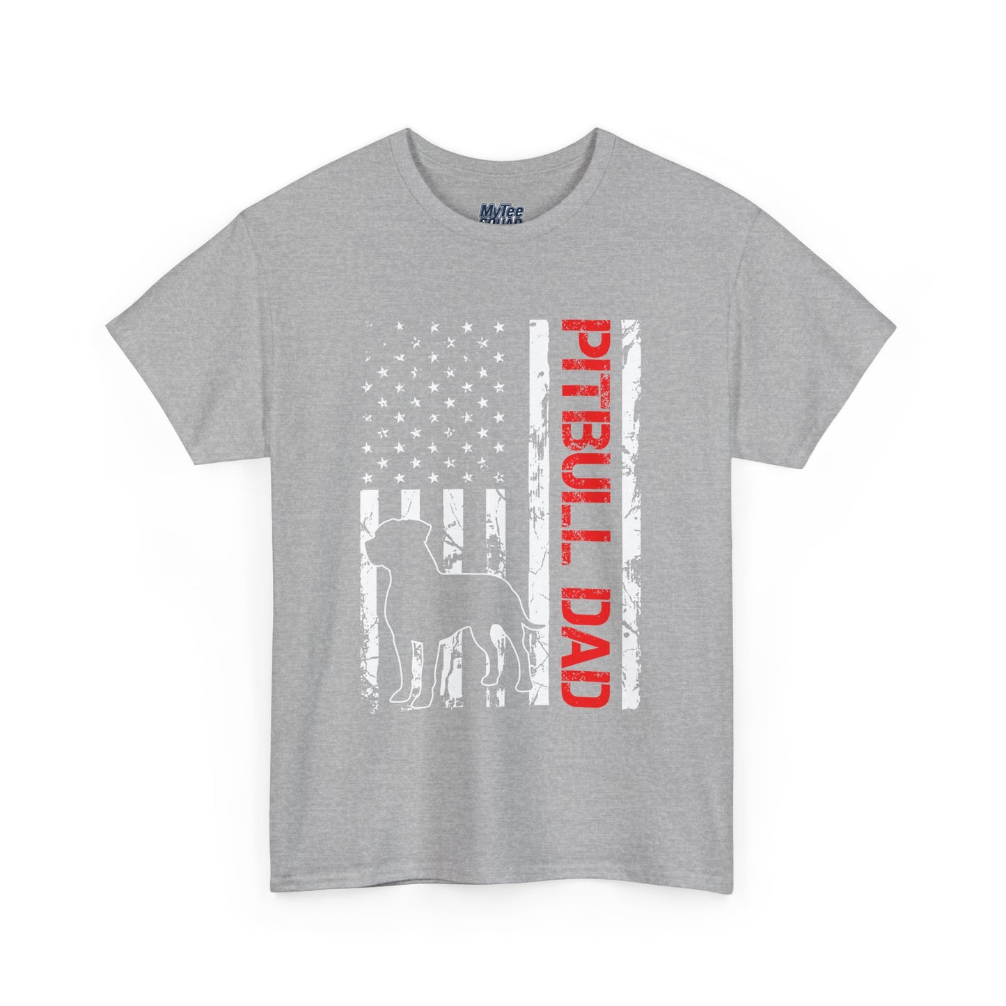 Patriotic Pitbull Dad Heavy Cotton T-Shirt | Father's Day Gift