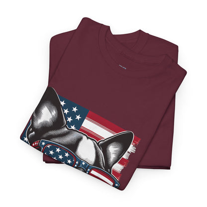 Patriotic Boston Terrier with Sunglasses Unisex T-Shirt
