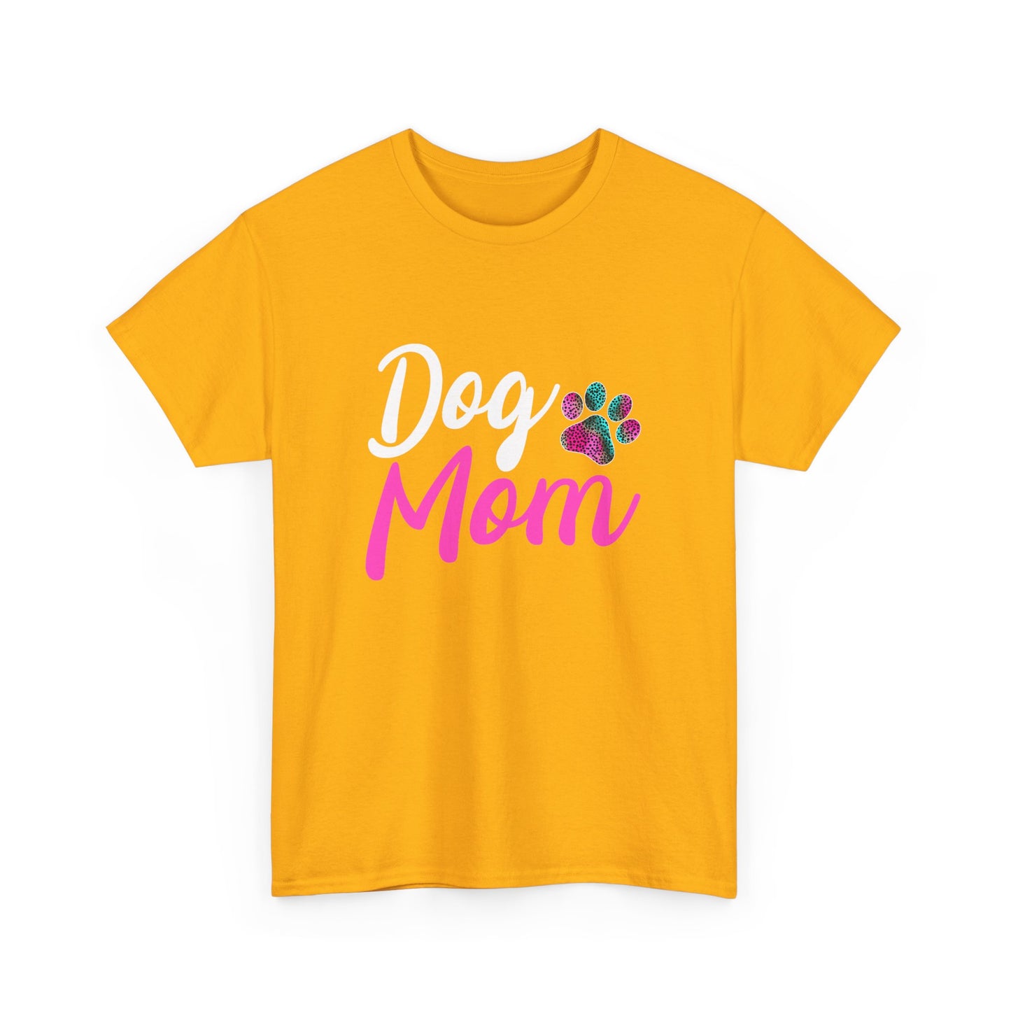 Dog Mom with a Colorful Paw Cotton T-Shirt