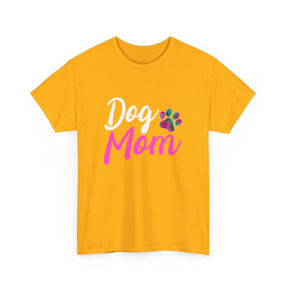 Dog Mom with a Colorful Paw Cotton T-Shirt