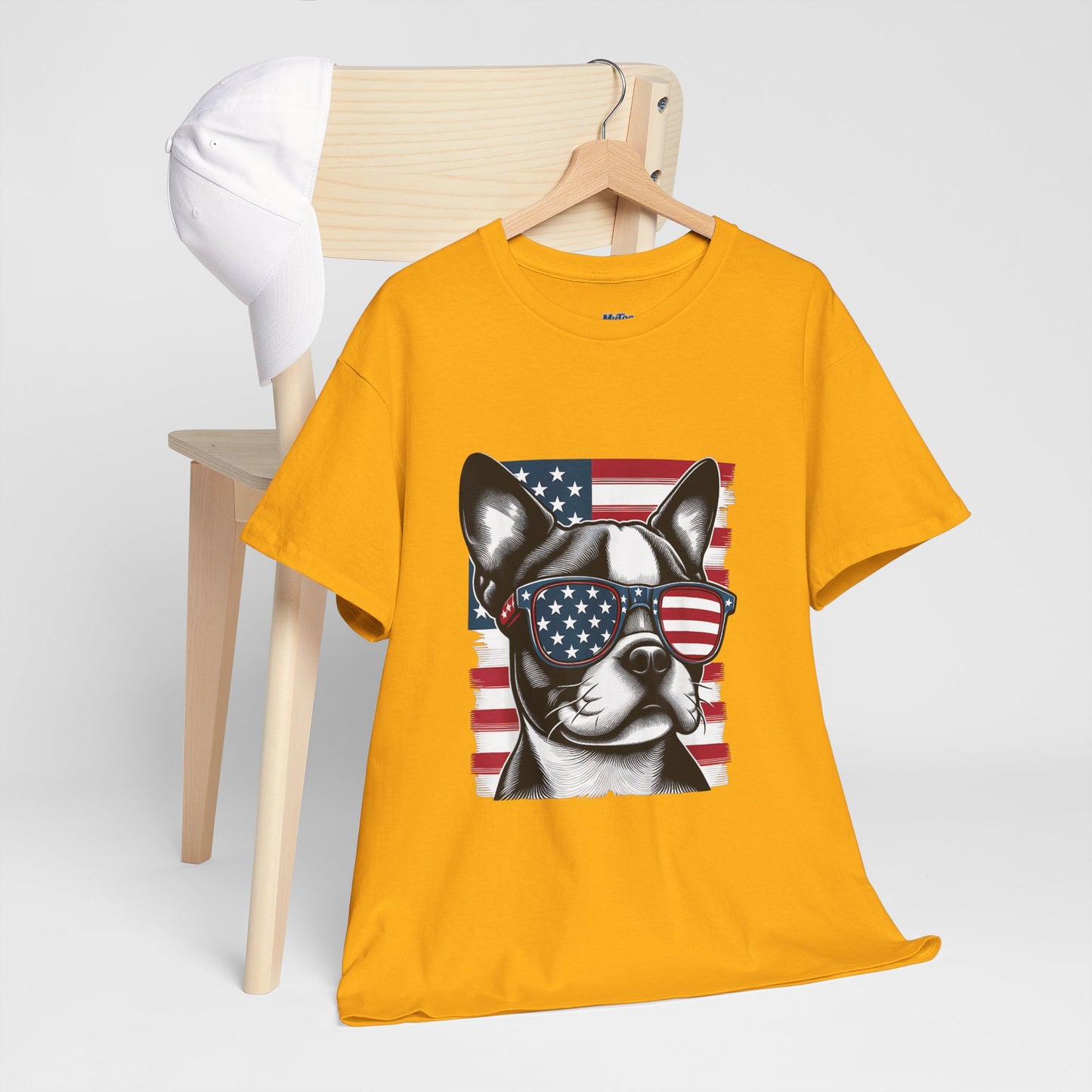 Patriotic Boston Terrier with Sunglasses Unisex T-Shirt