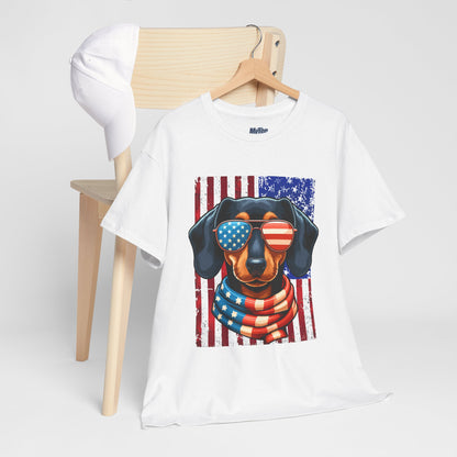 Patriotic Dachshund Dog Flag Shades Unisex T-Shirt