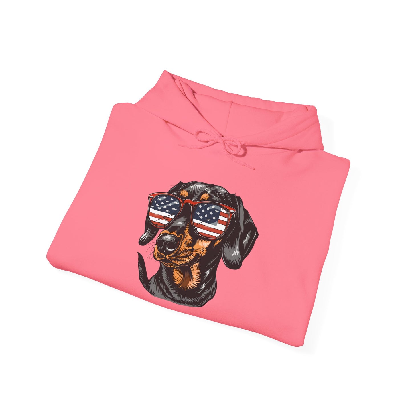 Patriotic Dachshund Dog Unisex Hoodie With Sunglasses