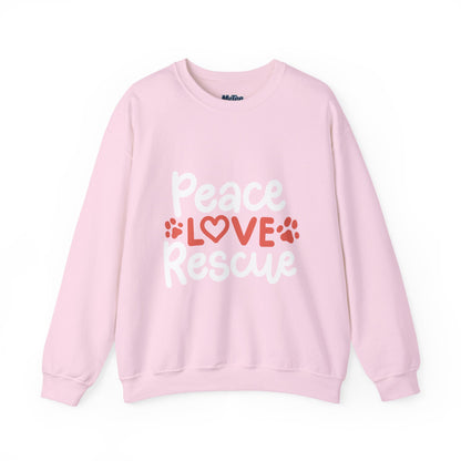 Peace Love Rescue Crewneck Sweatshirt | Pullover for Animal Lovers
