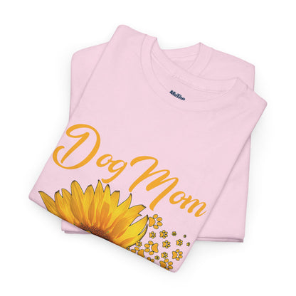 Dog Mom Sunflower Paw Cotton T-Shirt