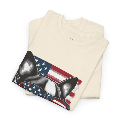 Patriotic Boston Terrier with Sunglasses Unisex T-Shirt