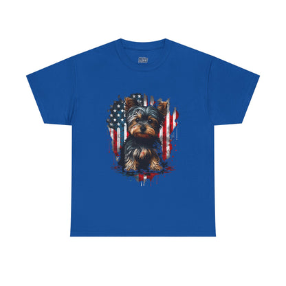 Patriotic American Yorkshire Terrier With sunglasses Unisex T-Shirt