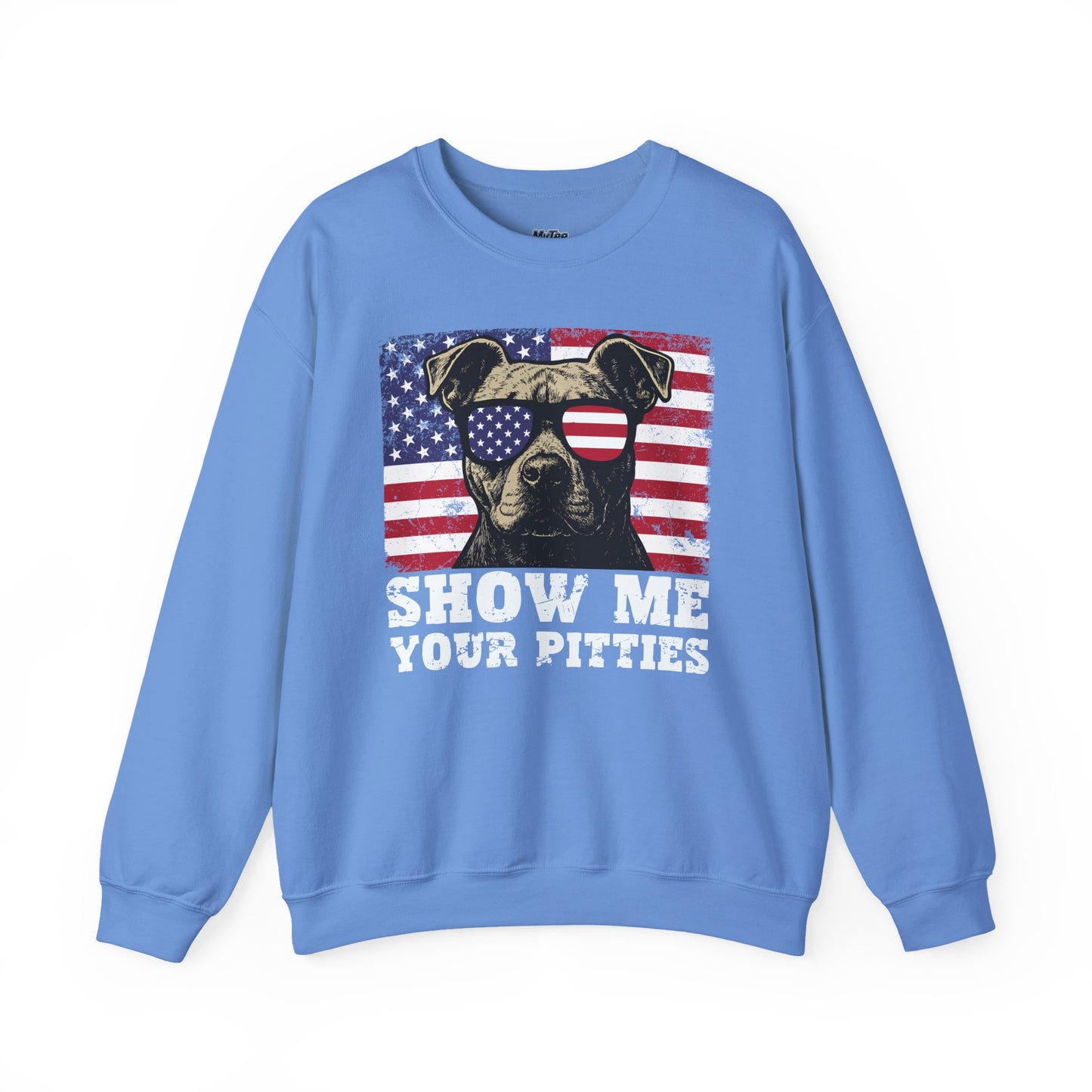 Show Me Your Pitties Patriotic Pitbull Sweatshirt – Funny USA Dog Lover Pullover