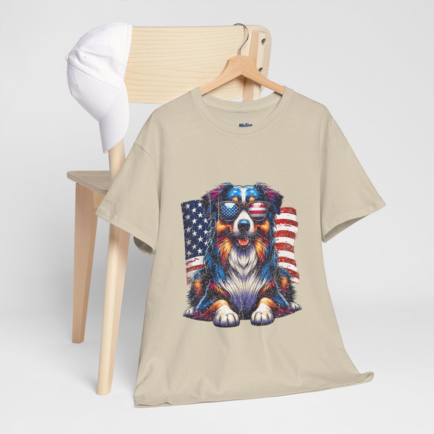 Patriotic Australian Shepherd With Sunglasses Unisex T-Shirt